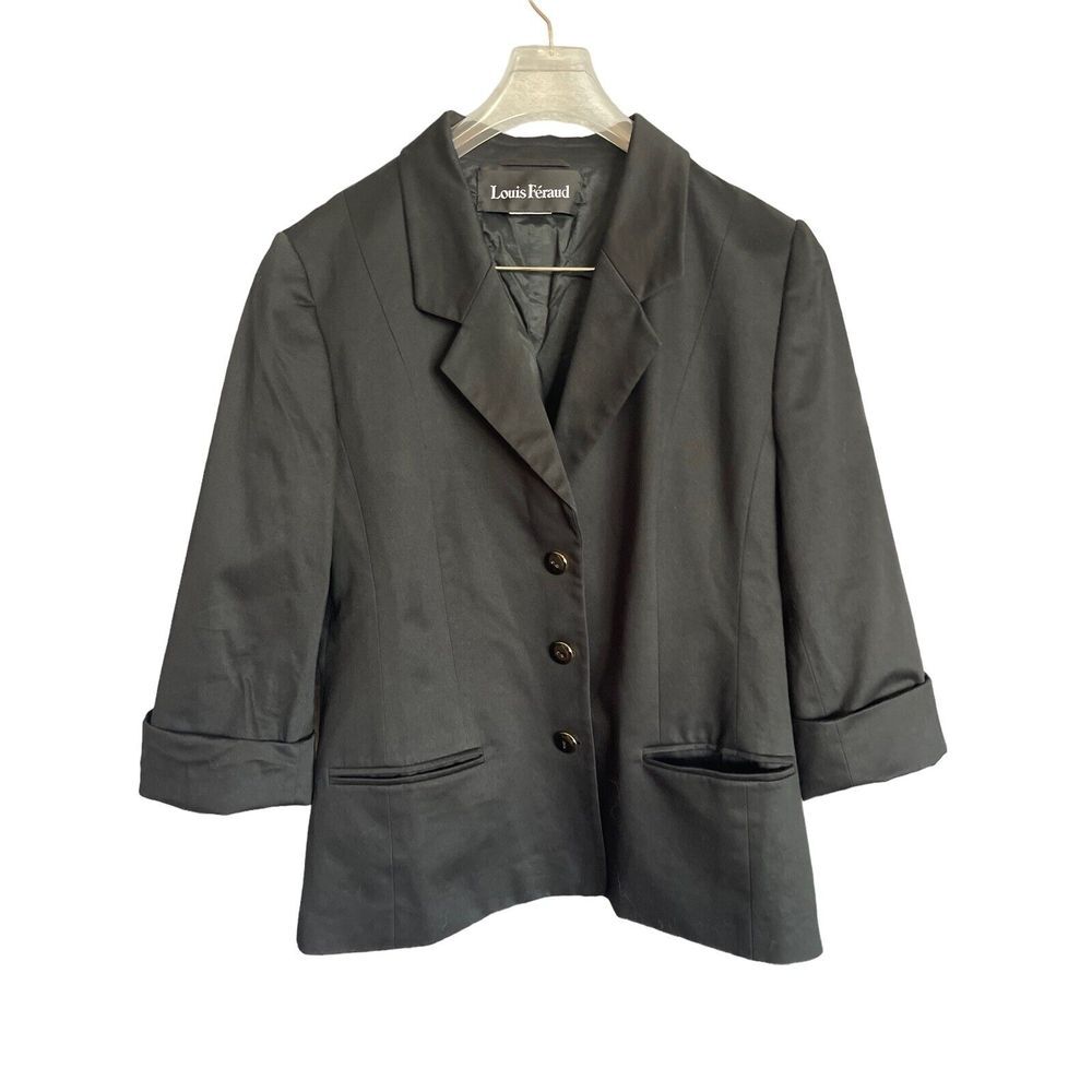Vintage LOUIS FERAUD Blazer Fitted Black Shorter Jacket GUC SIZE‎ 10